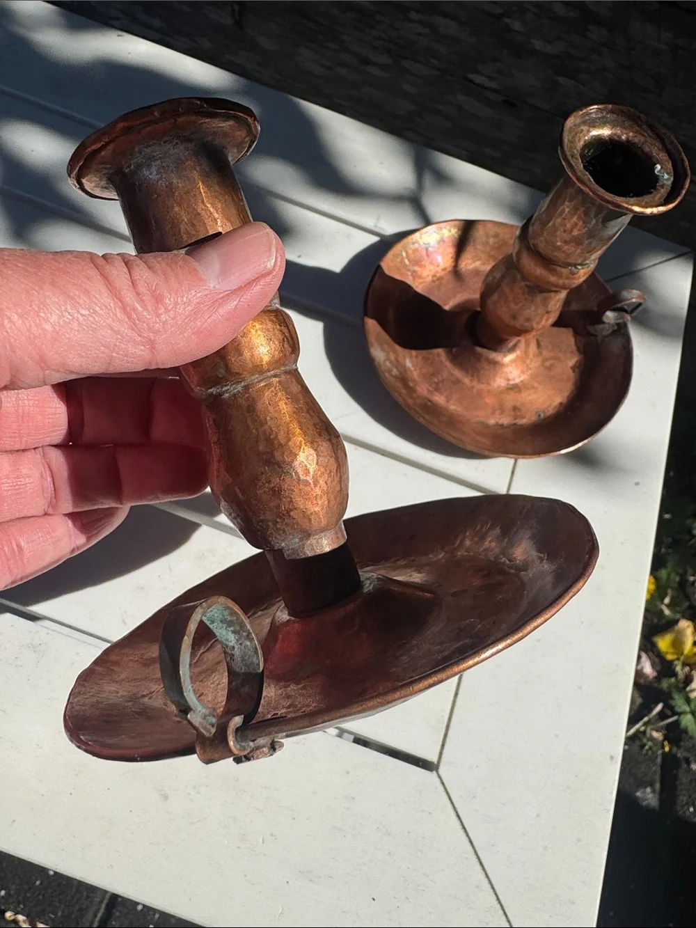 Antique Copper Candlestick Holders, Set of 2 Arts & Crafts Era